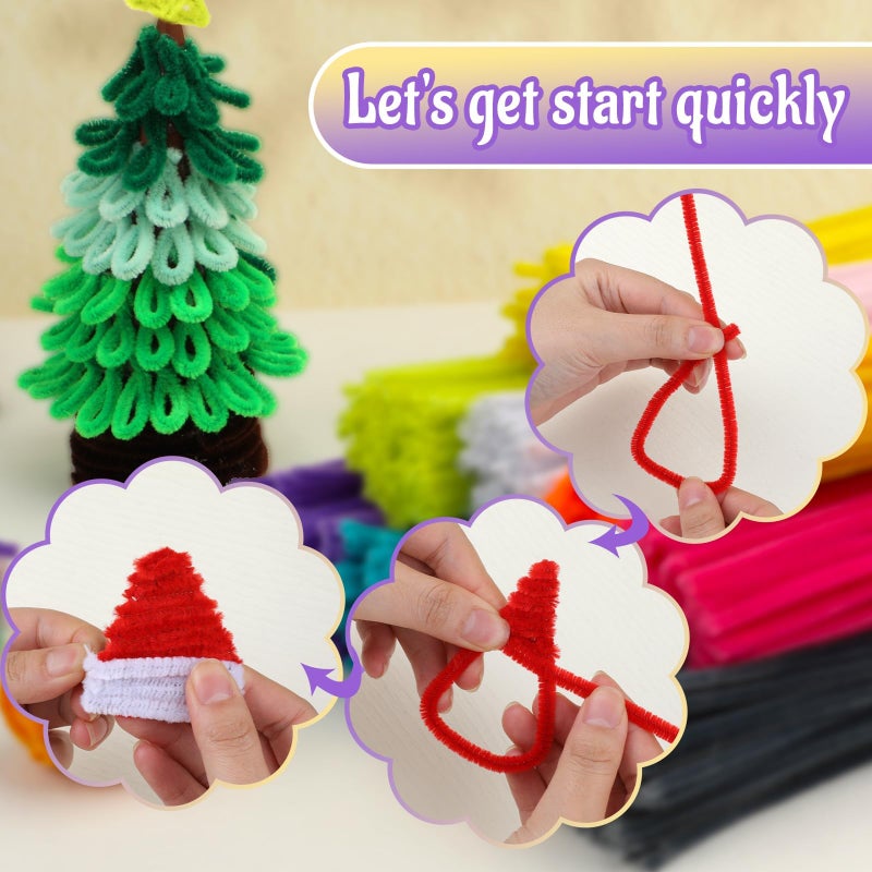 Mnuizu 200pcs Pipe Cleaners,Pipe Cleaners Chenille Stems for Craft, Fuzzy Sticks Christmas Craft Supplies for DIY Art & Creative Crafts Decorations(Light Purple) - Image 5